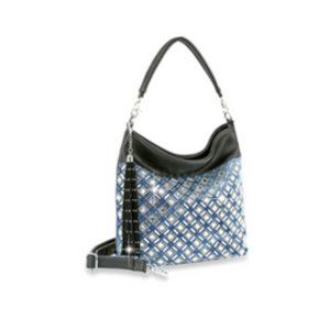 Women Retro Rhinestone Medium Size Canvas Shoulder Bag Hobo Crossbody Ha…